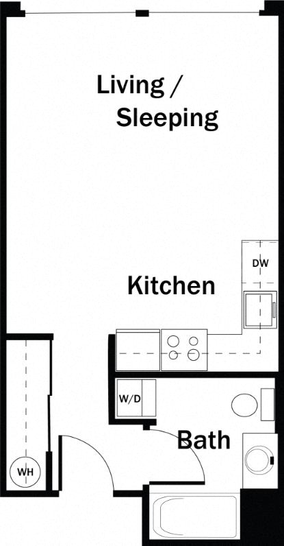 Floor plan for studio, 1 bath, 426 sqft